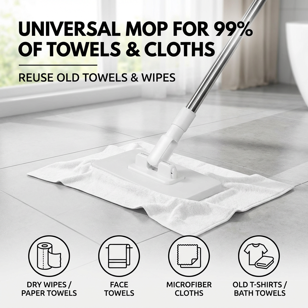 💥Disposable Dust Mop Set with 5 Reusable Cleaning Cloths