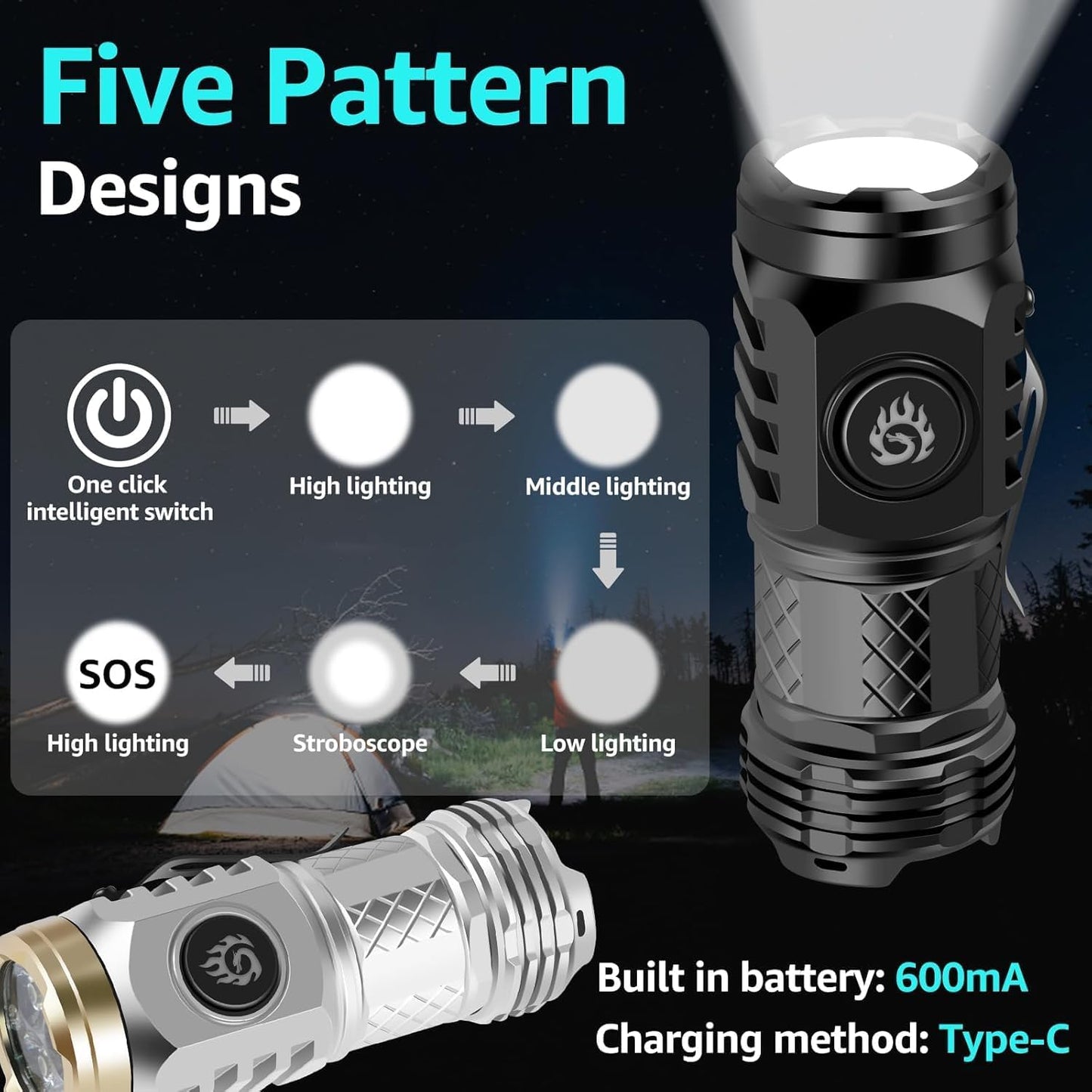 ✨Three-Eyed Monster Mini Flashlight 🔦🧰— Ultra-Bright Rechargeable LED Torch | Compact, Long-Range & Water-Resistant