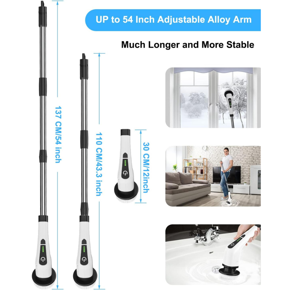 ⛺⛺9-in-1 Electric Spin Scrubber with Telescopic Handle,Suitable for cleaning bathrooms, floors, bathtubs, tiles and gaps.
