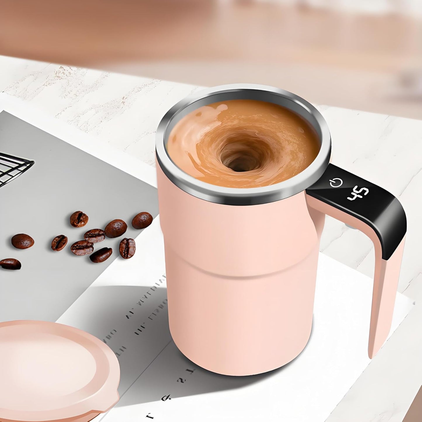 🎉 Spring Offer: 50% OFF 💖 Self Stirring Mug, Rechargeable Automatic Magnetic Mixing Coffee Mug, Waterproof Cup for Milk, Cocoa and Beverages, Ideal for Office, Kitchen and Travel