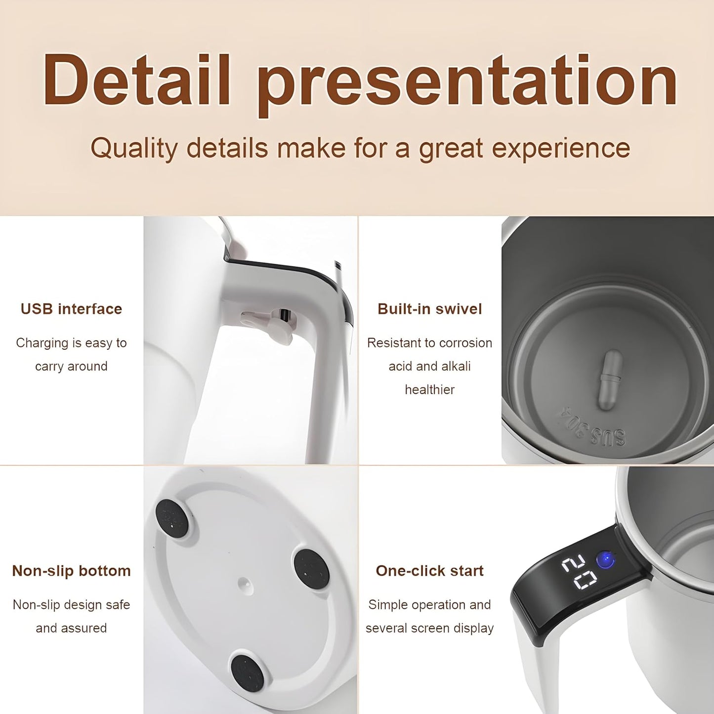 🎉 Spring Offer: 50% OFF 💖 Self Stirring Mug, Rechargeable Automatic Magnetic Mixing Coffee Mug, Waterproof Cup for Milk, Cocoa and Beverages, Ideal for Office, Kitchen and Travel