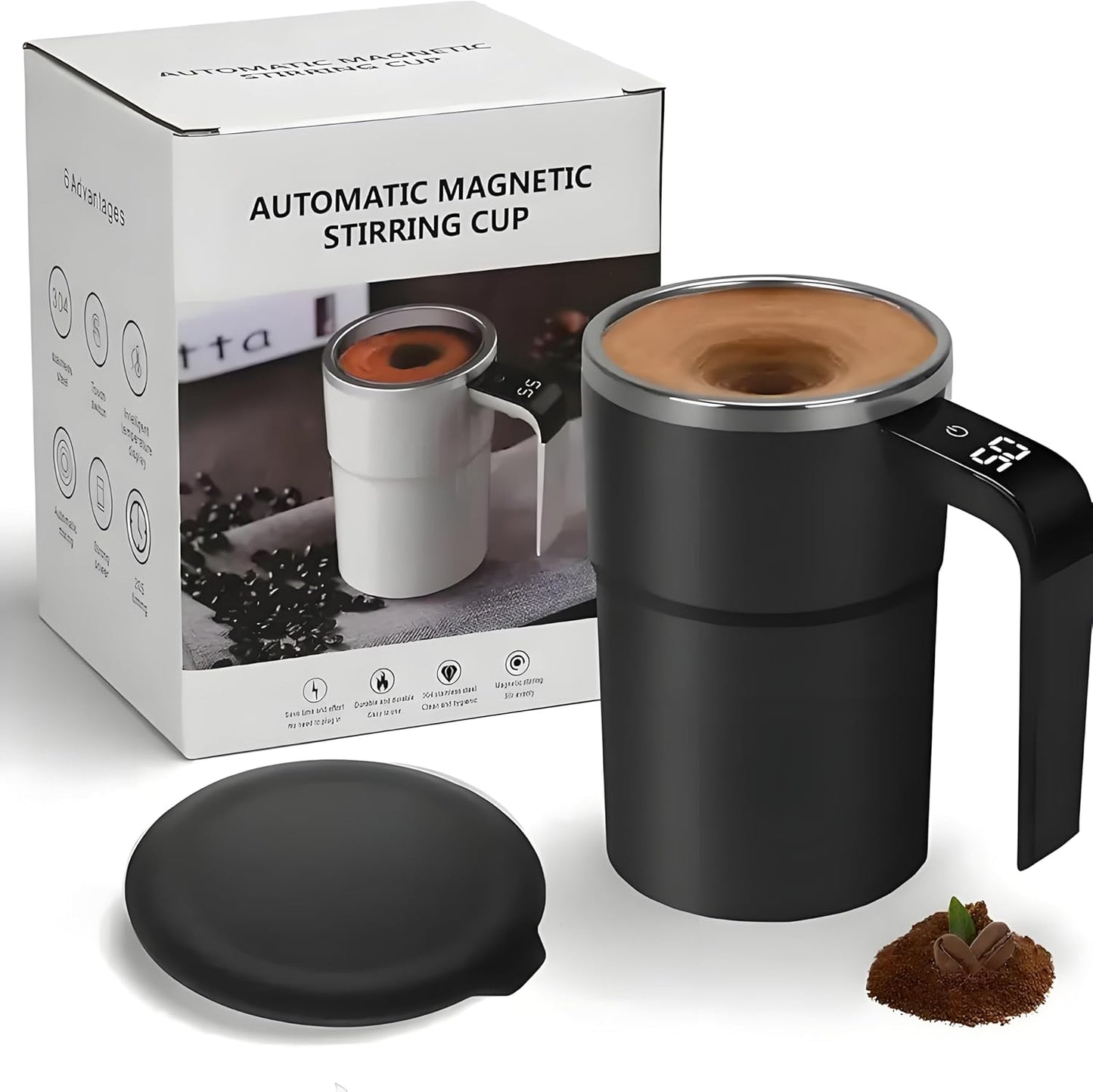 🎉 Spring Offer: 50% OFF 💖 Self Stirring Mug, Rechargeable Automatic Magnetic Mixing Coffee Mug, Waterproof Cup for Milk, Cocoa and Beverages, Ideal for Office, Kitchen and Travel