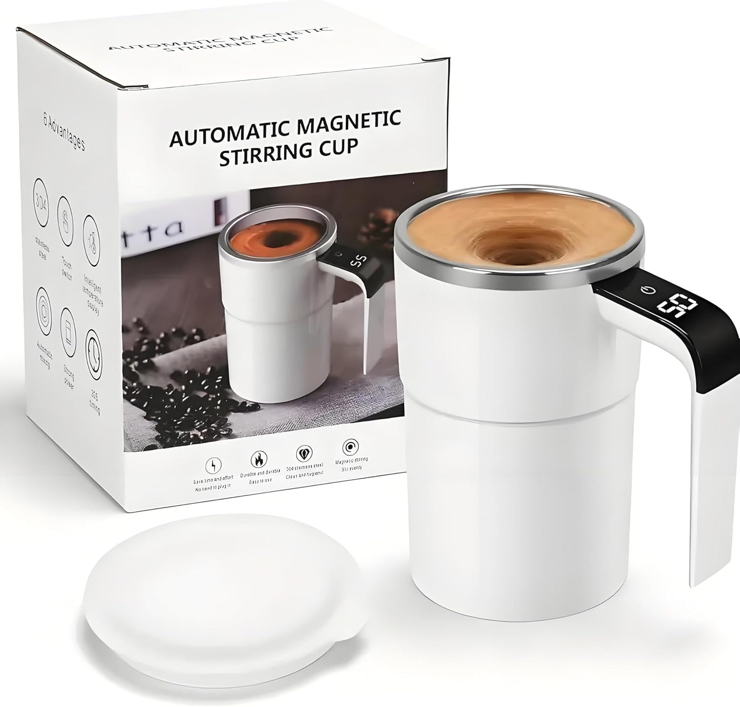 🎉 Spring Offer: 50% OFF 💖 Self Stirring Mug, Rechargeable Automatic Magnetic Mixing Coffee Mug, Waterproof Cup for Milk, Cocoa and Beverages, Ideal for Office, Kitchen and Travel