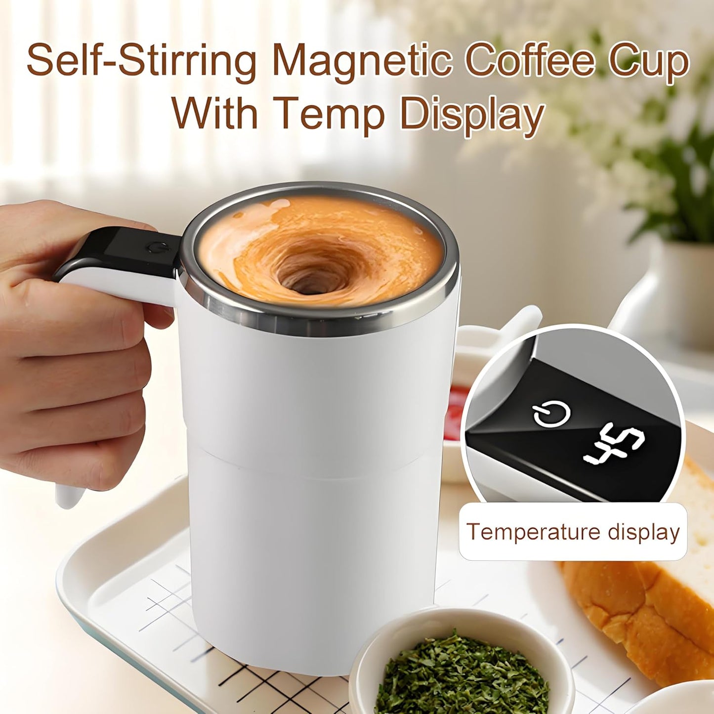 🎉 Spring Offer: 50% OFF 💖 Self Stirring Mug, Rechargeable Automatic Magnetic Mixing Coffee Mug, Waterproof Cup for Milk, Cocoa and Beverages, Ideal for Office, Kitchen and Travel