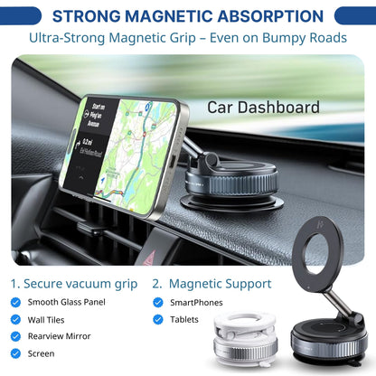 360° Adjustable Vacuum Magnetic Suction Cup Phone Holder Mount