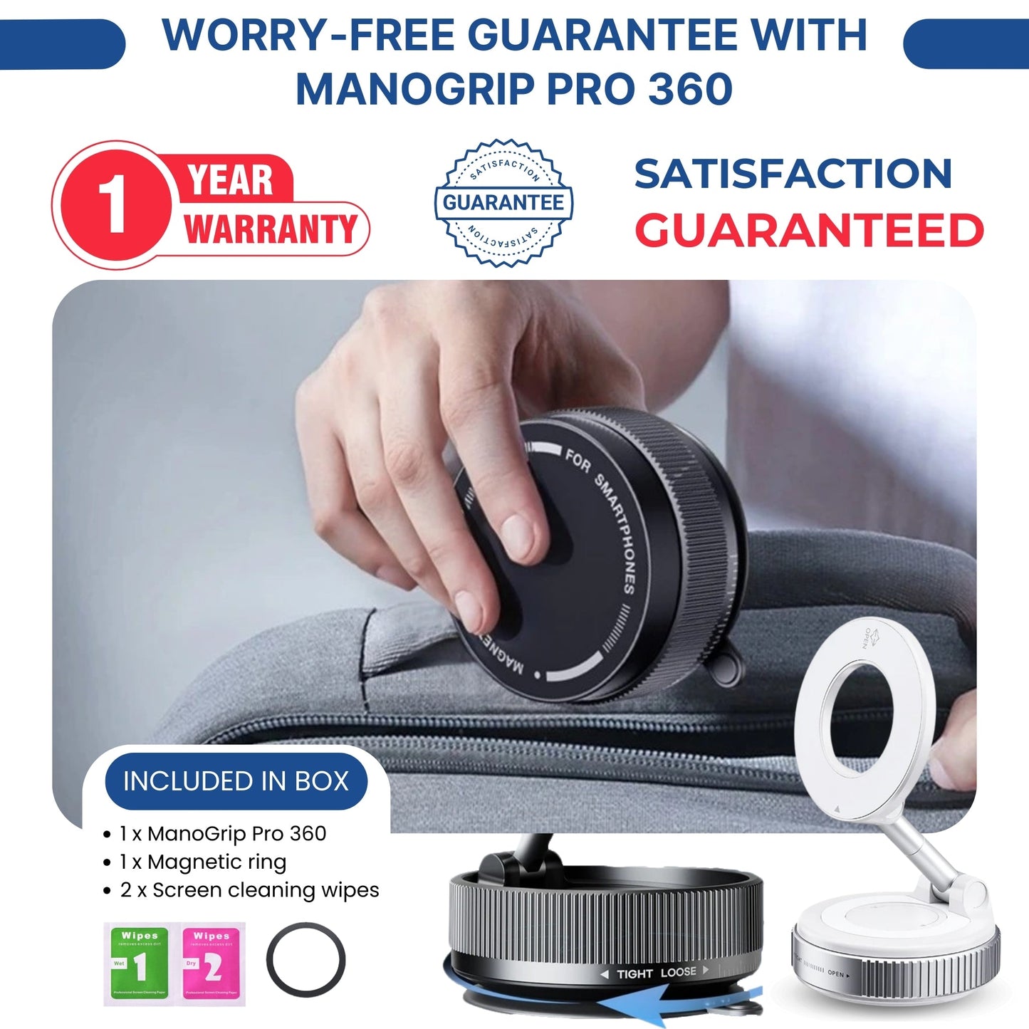 360° Adjustable Vacuum Magnetic Suction Cup Phone Holder Mount