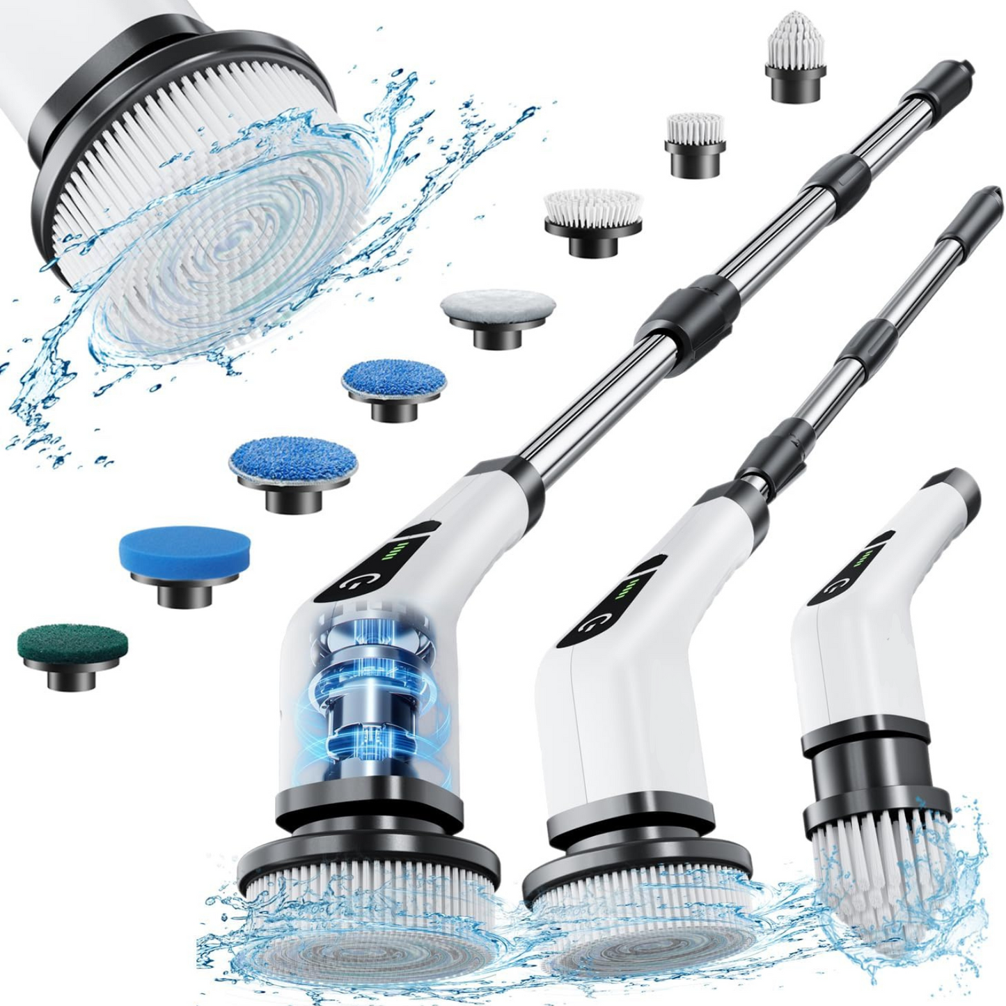 ⛺⛺9-in-1 Electric Spin Scrubber with Telescopic Handle,Suitable for cleaning bathrooms, floors, bathtubs, tiles and gaps.