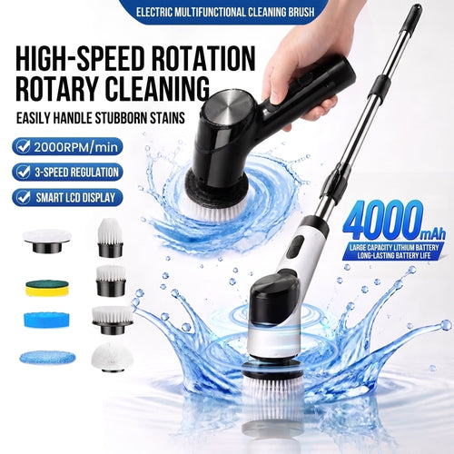 ⛺⛺9-in-1 Electric Spin Scrubber with Telescopic Handle,Suitable for cleaning bathrooms, floors, bathtubs, tiles and gaps.